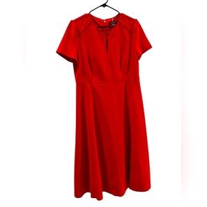 Tommy Hilfiger Women's Plus Size Fit and Flare Midi Dress Red Size 12